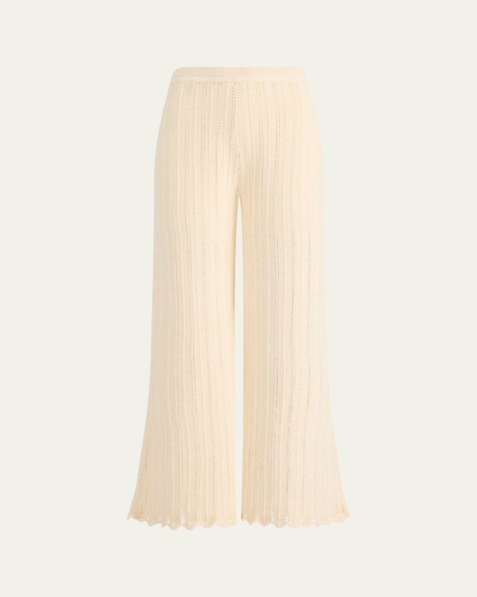 Petey Knit Scalloped Wide-Leg Pants